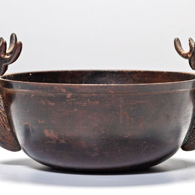 Chaudron ancien en cuivre patiné avec anses, ustensile de collection, chambre d'hôte Wonderland21 près de Disneyland Paris